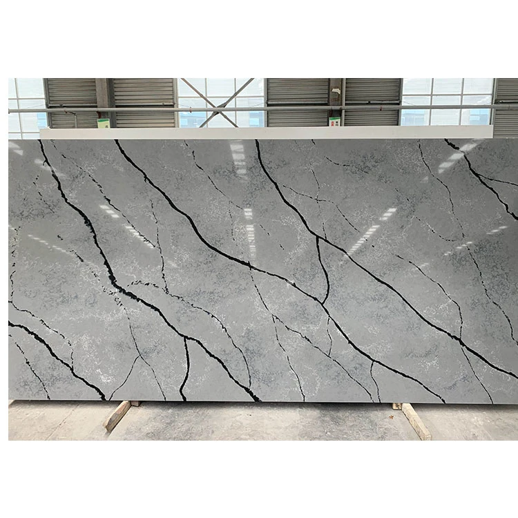 Black Calacatta Artificial Quartz Stone Slabs for Kitchen Countertop