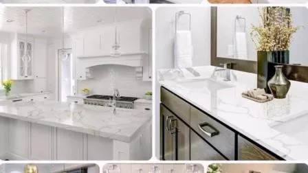 중국 공장 럭셔리 인공 Calacatta 화이트 석영 스톤 주방 조리대